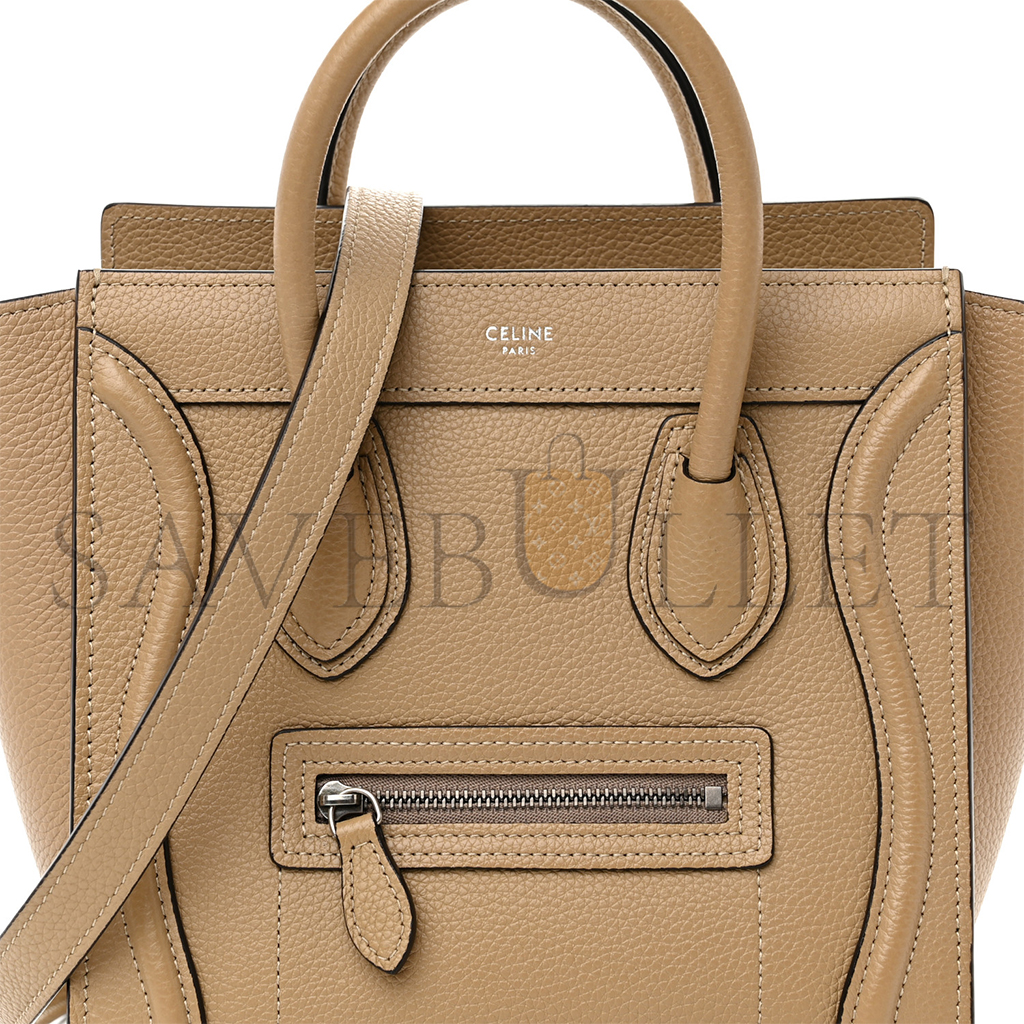 CELINE DRUMMED CALFSKIN NANO LUGGAGE DUNE 1403304 (20*20*10cm) CELINE DRUMMED CALFSKIN NANO LUGGAGE DUNE 1403304 (20*20*10cm)